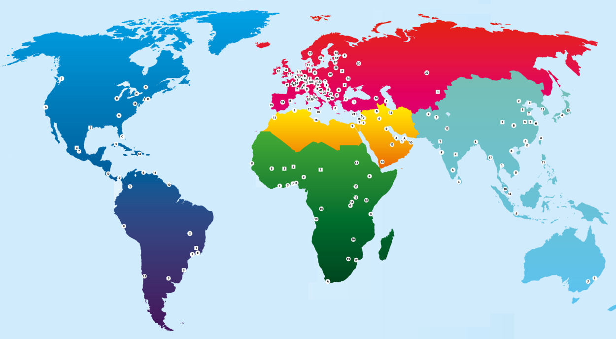 Postenoverzicht wereldkaart